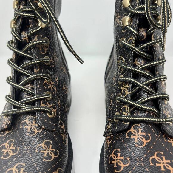 Guess Women's GW Fearne Combat Boots Size 9.5  Black & Gold Chunky Sole - Picture 15 of 15